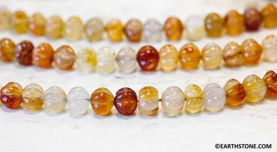 M/ Natural Carnelian 10mm Corrugated Rondelle Beads 15.5"/7.5" Strand Enhanced Carnelian Agate Gemstone Beads For Jewelry Making