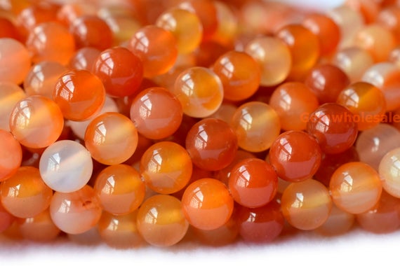 15" 8mm/10mm Natural Carnelian Round Beads, Red Orange Gemstone, Semi-precious Stone