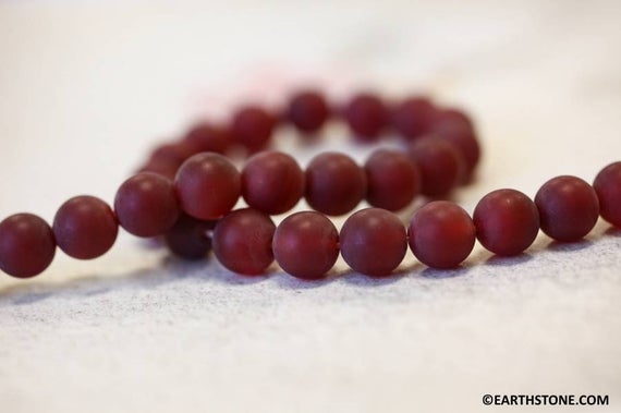 M/ Carnelian 10mm/ 12mm Round Beads 16" Strand Dyed Red Carnelian Gemstone Beads Matte Finished For Jewelry Making