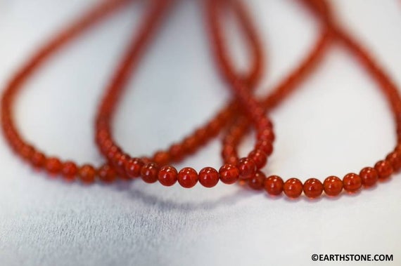 Xs/ Carnelian 3mm Smooth Round Beads 16" Strand Dyed Red Carnelian Agate Gemstone Beads For Jewelry Making