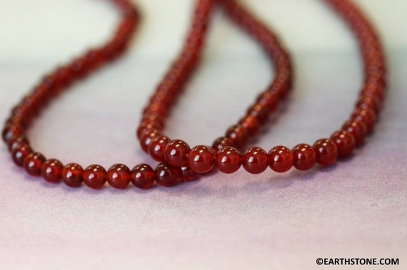S/ Carnelian 4mm Round Beads 16" Strand Dyed Red Carnelian Agate Gemstone Beads For Jewelry Making