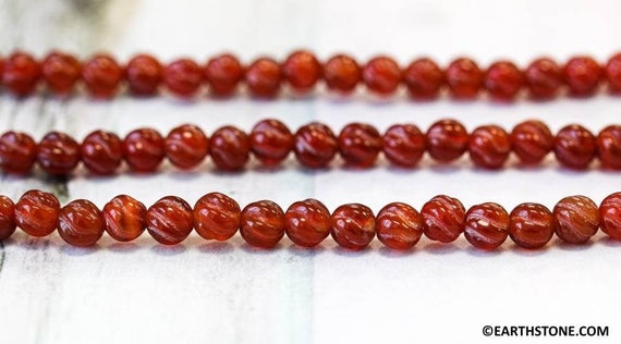S/ Carnelian 6mm/ 5mm S-corrugated Round Beads 15" Strand Dyed Red Carnelian Gemstone Beads Special Nice Cut For Jewelry Making