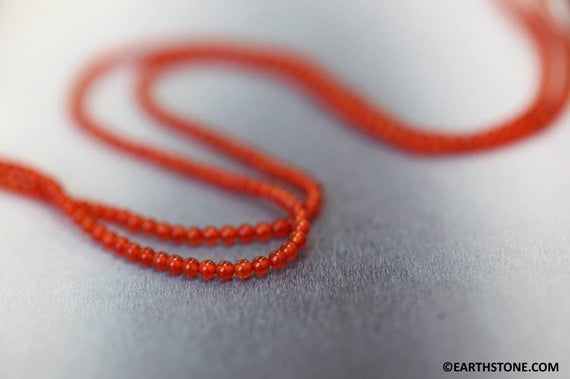 Xs/ Carnelian 2-2.5mm Round Beads 15.5" Strand Dyed Orange Red Tiny Agate Gemstone Beads For Jewelry Making