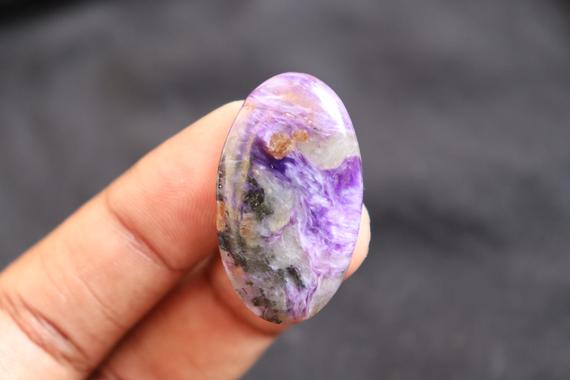 Beautiful High Grade Purple Charoite Stone, Lots Of Healing Properties And With Oval Shaped Cabochon, Crystal, Healing Stone.