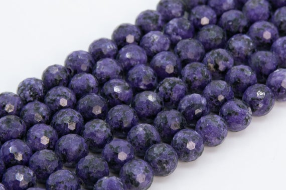 Deep Purple Treated Charoite Loose Beads Grade A Micro Faceted Round Shape 8mm 10mm