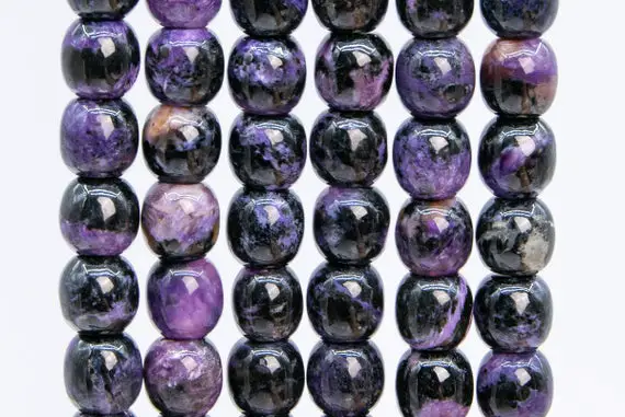Genuine Natural Charoite Gemstone Beads 11x11mm Dark Color Barrel Drum Aa Quality Loose Beads (108994)