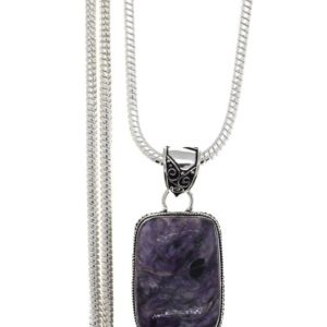 Shop Charoite Pendants! CHAROITE Pendant & FREE 3MM Italian 925 Sterling Silver Chain  P2225 | Natural genuine Charoite pendants. Buy crystal jewelry, handmade handcrafted artisan jewelry for women.  Unique handmade gift ideas. #jewelry #beadedpendants #beadedjewelry #gift #shopping #handmadejewelry #fashion #style #product #pendants #affiliate #ad
