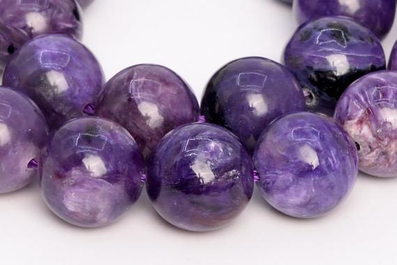 Genuine Natural Russian Charoite Gemstone Beads 13mm Deep Color Round A+ Quality Loose Beads (108985)