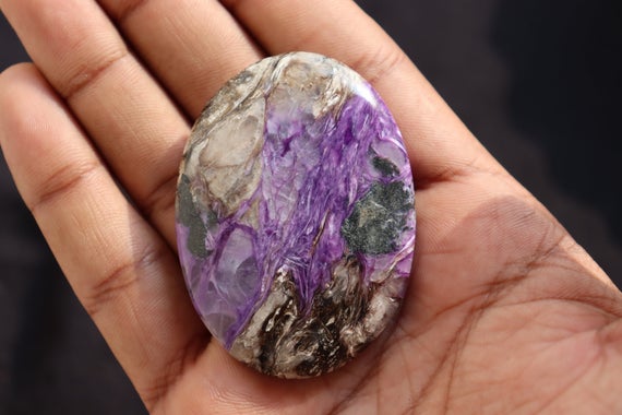 Beautiful High Grade Purple Charoite Stone, Size Xxl With Lots Of Healing Propertie And With Round Shaped Palmstone, Crystal, Healing Stone,