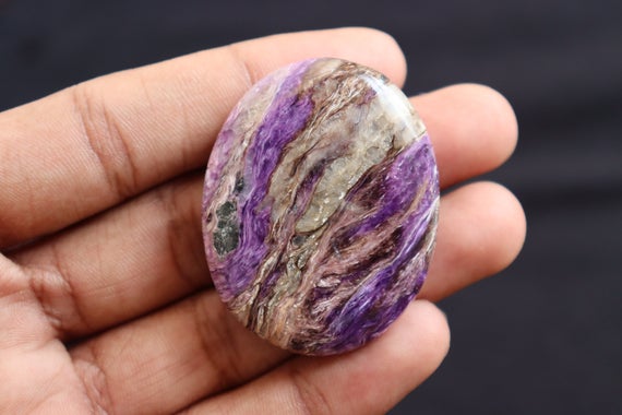 Beautiful High Grade Purple Charoite Stone,  With Lots Of Healing Properties And With Oval Shaped Palmstone, Crystal, Healing Stone,