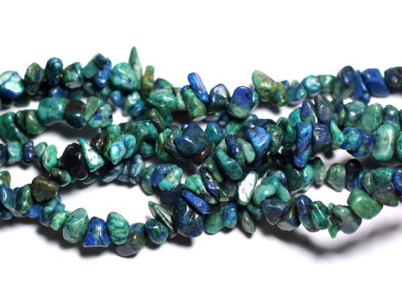 Fil 85cm 250pc Env - Perles De Pierre - Chrysocolle Rocailles Chips 4-10mm