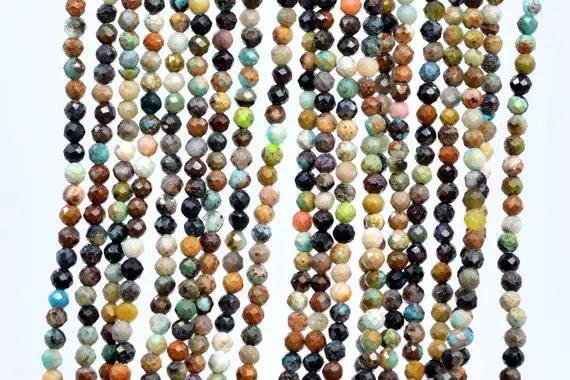 Genuine Natural Multicolor Chrysocolla Loose Beads Grade A Faceted Round Shape 2mm
