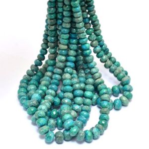 Shop Chrysocolla Faceted Beads! Natural Chrysocolla Gemstone 7mm-11mm Faceted Rondelle Beads | Chrysocolla Semi Precious Gemstone Rondelle Loose Faceted Beads | 16" Strand | Natural genuine faceted Chrysocolla beads for beading and jewelry making.  #jewelry #beads #beadedjewelry #diyjewelry #jewelrymaking #beadstore #beading #affiliate #ad