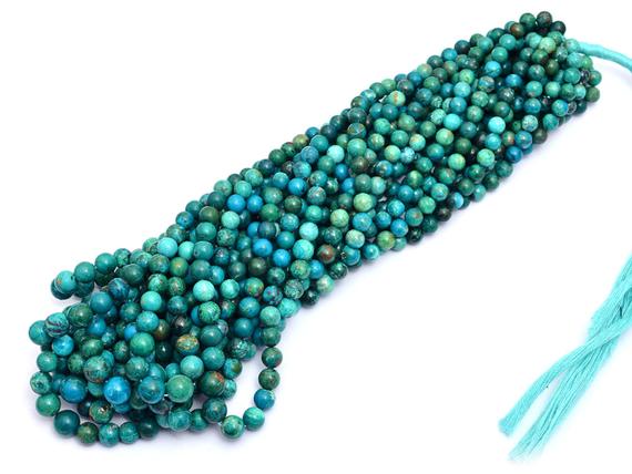 Aaa+ Chrysocolla Gemstone 6mm-8mm Smooth Round Beads | Natural Chrysocolla Semi Precious Gemstone Loose Beads For Jewelry | 16inch Strand