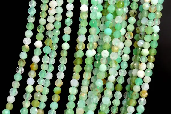 Genuine Natural Chrysoprase / Australian Jade Loose Beads Faceted Round Shape 2mm