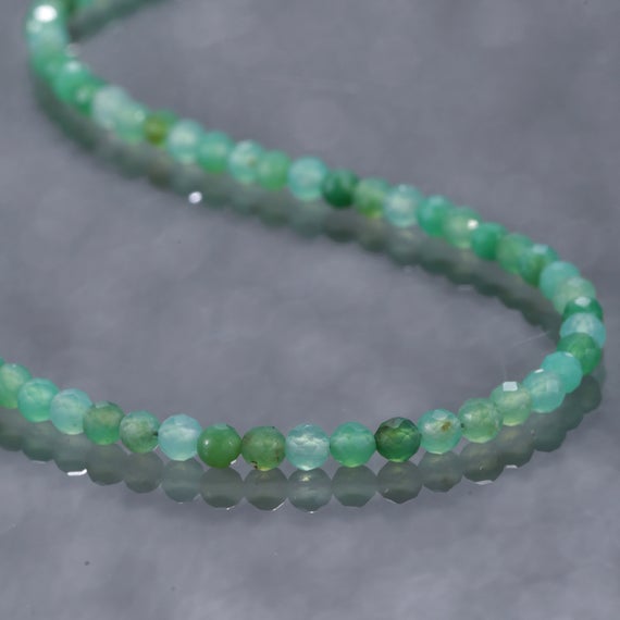 Chrysoprase Necklace Ombre Chrysoprase Bead Necklace Handmade Necklace Sparkling Chrysoprase Silver Necklace Gift For Mom Birthday Gift
