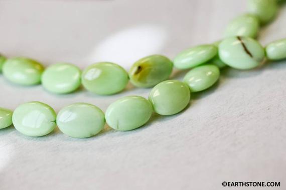 M/ Lemon Chrysoprase 10x14mm/ 13x18mm Flat Oval Beads 16" Strand Enhanced Light Green Gemstone Beads For Jewelry Making