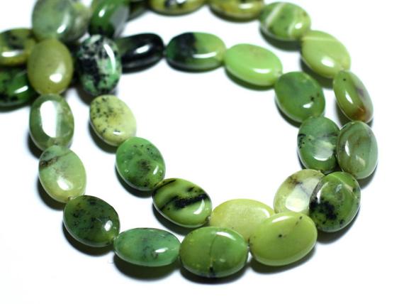 Fil 39cm 29pc Env - Perles De Pierre - Chrysoprase Ovales 14x10mm