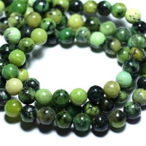 Shop Chrysoprase Bead Shapes! Thread 39cm 38pc approx. – Stone Beads – Chrysoprase Balls 10mm green yellow black | Natural genuine other-shape Chrysoprase beads for beading and jewelry making.  #jewelry #beads #beadedjewelry #diyjewelry #jewelrymaking #beadstore #beading #affiliate #ad