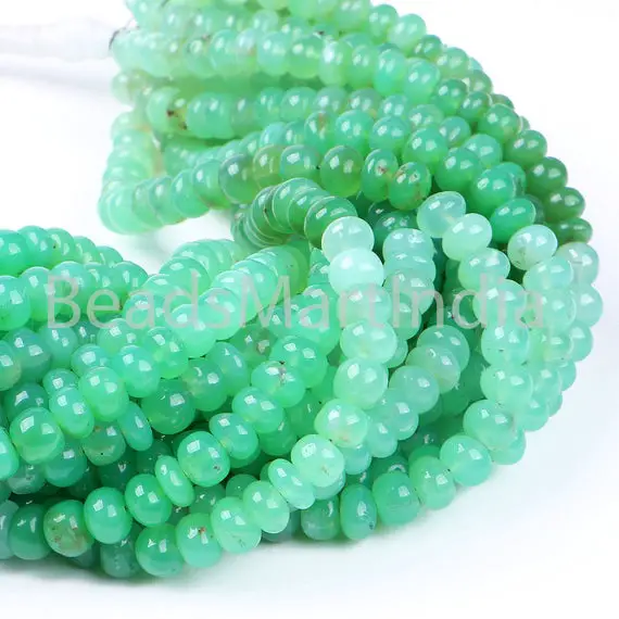 Shaded Chrysoprase  5-5.25 Mm Rondelle Beads, Chrysoprase Smooth Beads, Chrysoprase Rondelle Beads, Chrysoprase Beads, Natural Chrysoprase