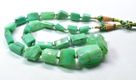 Chrysoprase Tumble Shape Faceted Nugget Beads 10x14.mm Approx 9" Inches Natural Top Quality Wholesaler Price.