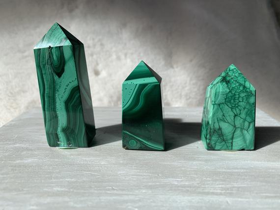 Chunky Malachite Obelisk Towers With Reiki Energy | Stone Of Transformation | Protection Crystal | Heart Chakra | Heart | Wealth Prosperity