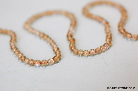 S/ Citrine 2.5-3mm/ 3-3.5mm Smooth Round Beads 14.5" Strand Size Varies Enhanced Yellow Quartz Gemstone Beads For Jewelry Making