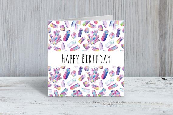 Crystal Birthday Card / Crystal Card / Crystal Happy Birthday / Crystal Gifts / Crystals / Pretty Birthday Card / Happy Birthday / Birthday