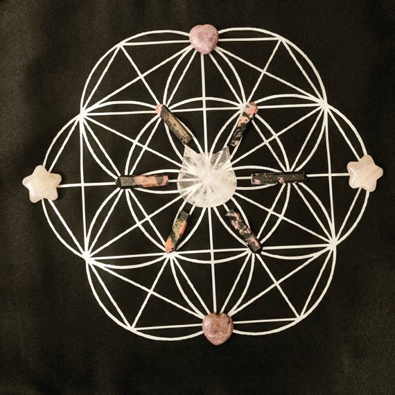 Seed Of Life Crystal Grid Cloth: Sacred Geometry Altar Mat
