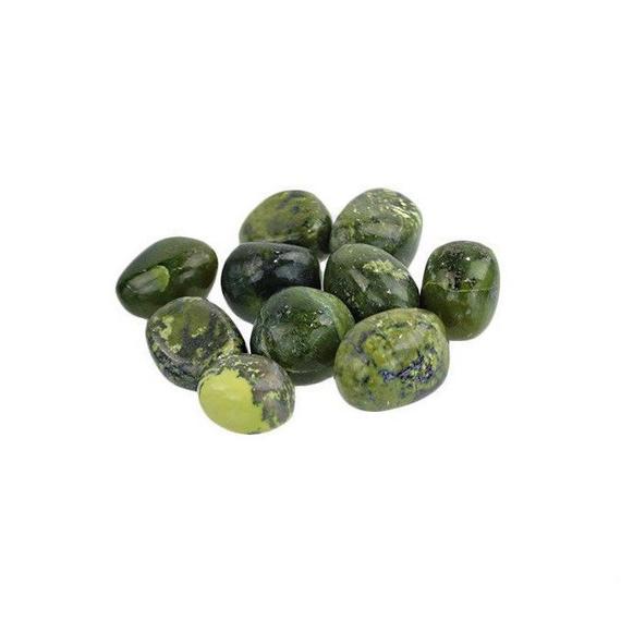 Dark Green Polished Stones | Real Serpentine Tumbled Stones (10 Pieces)