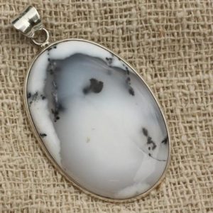 Shop Dendritic Agate Pendants! N2 – pendant 925 sterling silver and dendritic Agate oval 49x31mm | Natural genuine Dendritic Agate pendants. Buy crystal jewelry, handmade handcrafted artisan jewelry for women.  Unique handmade gift ideas. #jewelry #beadedpendants #beadedjewelry #gift #shopping #handmadejewelry #fashion #style #product #pendants #affiliate #ad