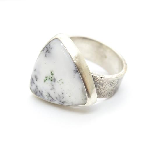 Gemstone Dendritic Agate Silver Ring