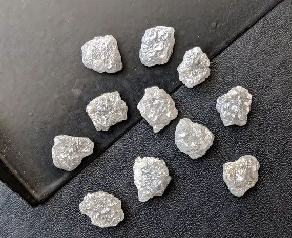 6-7mm Flat Grey Raw Diamond Slice, 3 Pcs Beautiful Grey Rough Diamonds, Uncut Diamond, Perfect For Bezel And Prong Setting - Ppd348