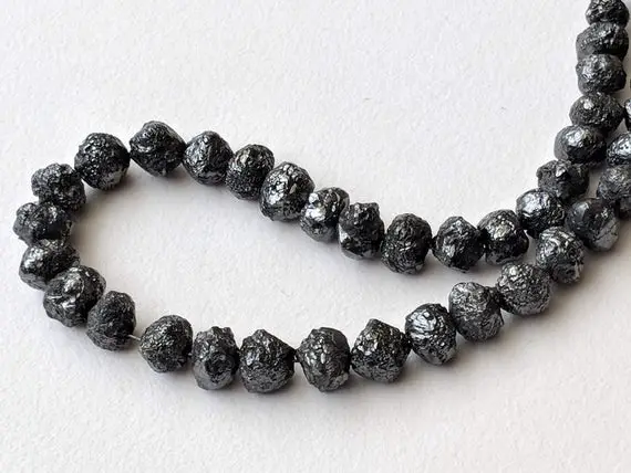 5-7mm Black Raw Diamond Beads, Black Diamond Rondelles, Diamond Beads, Black Diamond Rondelle For Necklace (4in To 16in Options)- Ppd175