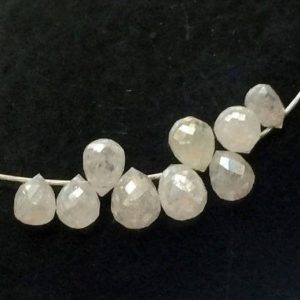 Shop Diamond Bead Shapes! 2×3-2.5×3.5mm Raw White Diamond Briolette Beads, Natural Sparkling Rough Diamond Tear Drops, 2 Pcs Raw Faceted Diamonds For Jewelry – DDP44 | Natural genuine other-shape Diamond beads for beading and jewelry making.  #jewelry #beads #beadedjewelry #diyjewelry #jewelrymaking #beadstore #beading #affiliate #ad