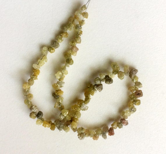 3.5-6mm Yellow Rough Diamond Drops, Yellow Raw Diamond Beads, Yellow Diamond Briolettes, Conflict Free Diamonds For Jewelry (4.5in To 16in)