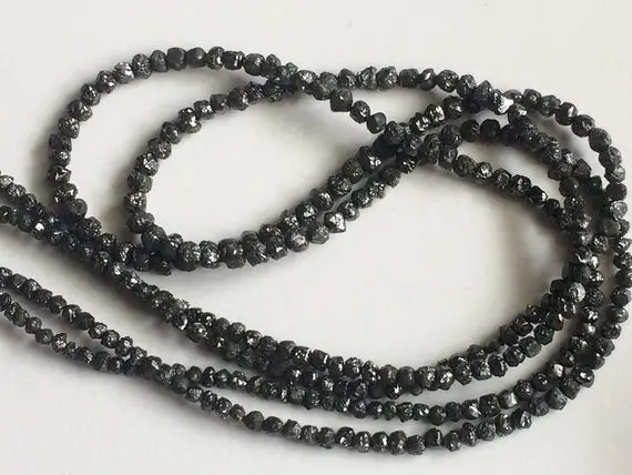 2-3mm Black Diamonds, Conflict Free Black Diamond Raw Rondelle Beads For Jewelry (4in To 16in)