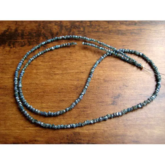 2mm Blue Rough Diamond, Blue Raw Uncut Diamond Beads, Blue Rondelle Diamonds, Blue Loose Diamonds For Jewelry (4in To 16in Options)