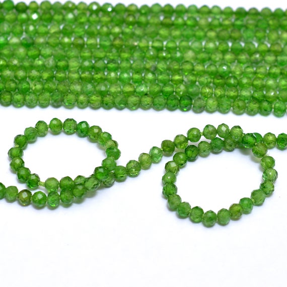 Aaa+ Chrome Diopside Gemstone 2mm-2.5mm Micro Faceted Beads | Natural Chrome Diopside Semi Precious Gemstone Rondelle Beads | 13inch Strand