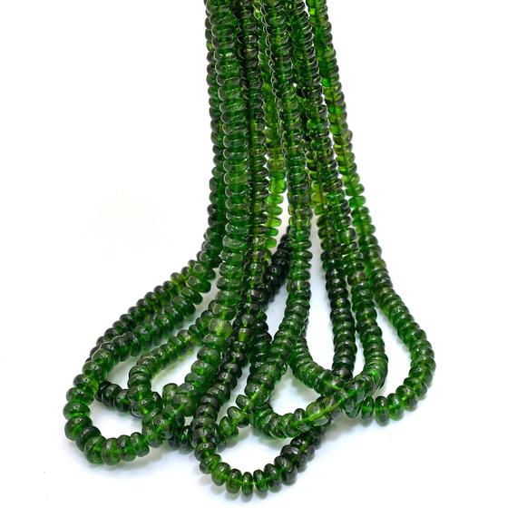 Natural Chrome Diopside Gemstone 4mm-5mm Rondelle Beads | Aaa+ Chrome Diopside Semi Precious Gemstone Smooth Rondelle Beads | 17inch Strand