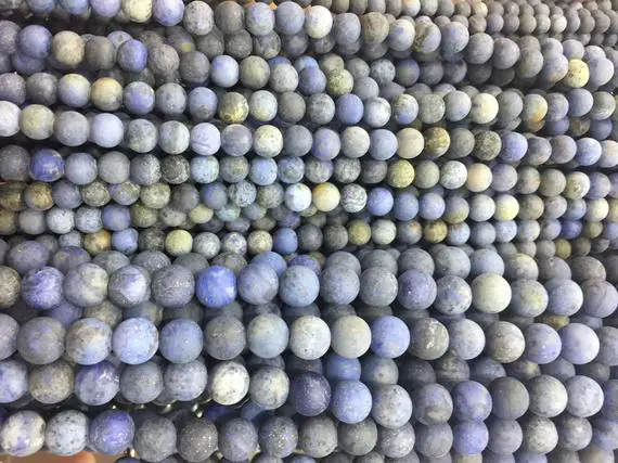 Matte Blue Dumortierite  Beads  - Matte Stone Beads - Blue Gemstone Jewelry Beads - Jewelry Making Gemstones - Blue Beading Material -15inch