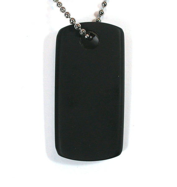 Dvh Jet Mourning Jewelry Dog Tag Bead Pendant Matte Military Style Approx 38x22x4 (3195)