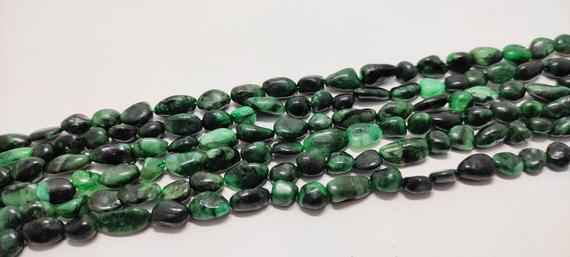 Natural Green Emerald Smooth Nugget Shape Gemstone Beads,emerald Pebble Nugget Beads,green Emerald Plain Tumble Beads For Handmade Jewelry