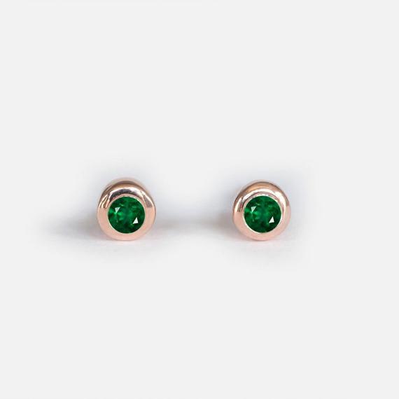 14k Emerald Earrings, Emerald Earrings, May Birthstone Earrings, Gemstone Earrings, Simple Gold Earrings, Bridesmaids Earrings, Emerald