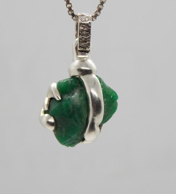 Large Emerald Pendant Natural Green Fresh Grass Emerald Color, A Single Pendant Of Its Kind