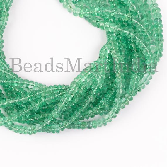 Natural Colombian Emerald Smooth Rondelle Beads, Colombian Emerald Gemstone Tiny Beads, 2.5-5.5mm Emerald Beads Strands For Jewelry Making.