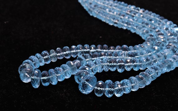 Stunning Gemstone Sky Blue Topaz Faceted Rondelle Beads, High Luster Sky Bt Beads 6-12mm Beads  Aaa Quality Sky Blue Topaz Rondelle Beads