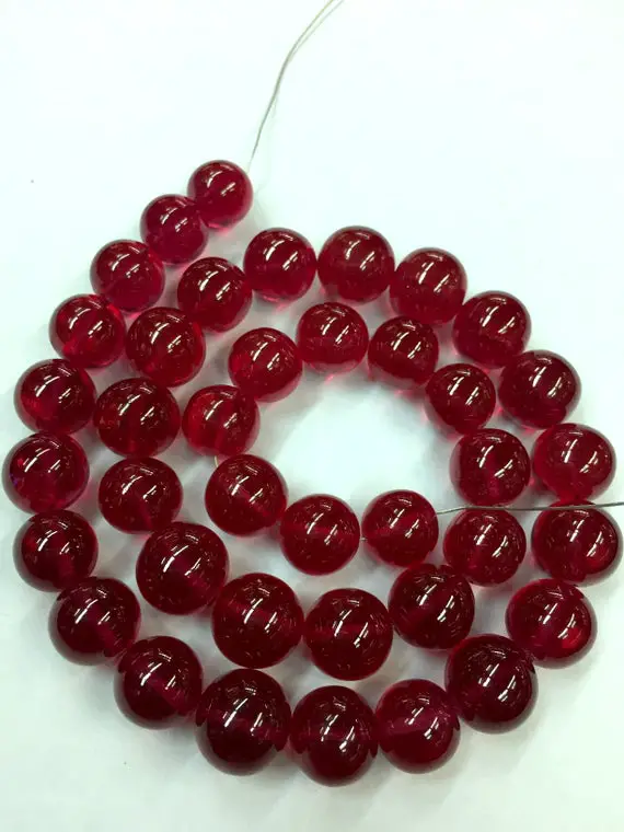 Extremely Rare--smooth Polished Ruby Corundum Smooth Round Beads 10.mm Ruby Gemstone Necklace Ruby Jewelry Beads~~gift For Mother