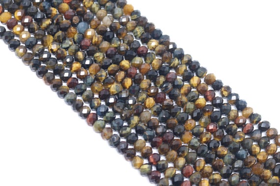 Faceted Tiger Eye Rondelle Bead Strand (15.5 Inches Long)