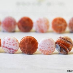 L-XL/ Crab Fire Agate 15mm/ 20mm Dime Beads 15.5" strand Enhanced Orange Crack Agate gemstone beads For Jewelry Making | Natural genuine beads Gemstone beads for beading and jewelry making.  #jewelry #beads #beadedjewelry #diyjewelry #jewelrymaking #beadstore #beading #affiliate #ad